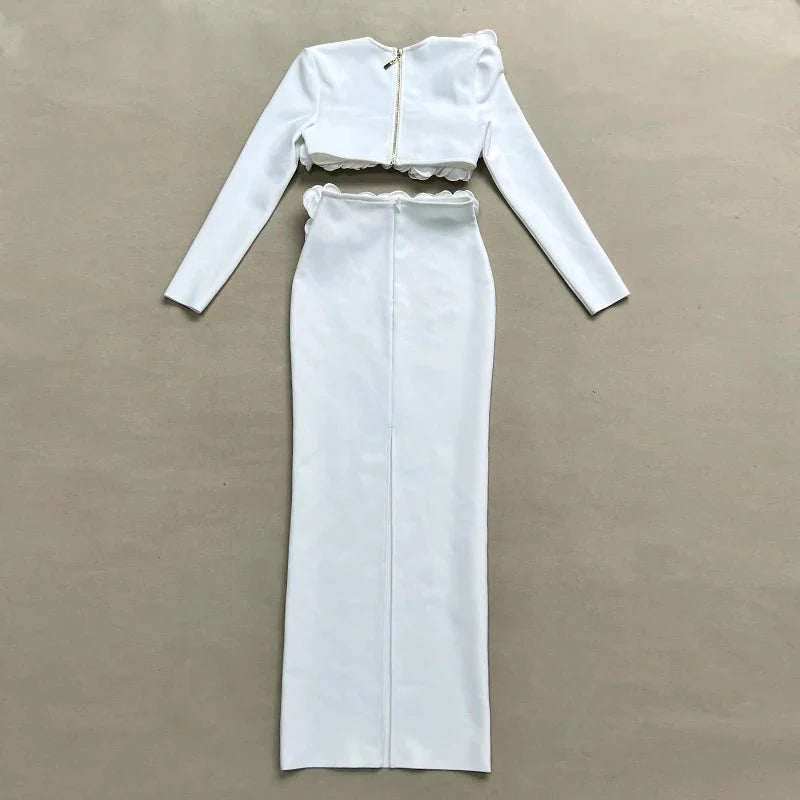 Flower Design Top Jacket & Skirt Set Dress