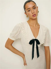 French Style Puff Sleeve Mini Dress