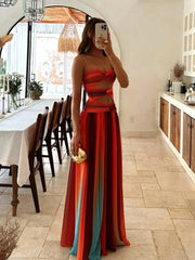 Gradient A-line Long Elegant Dress