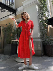 Loose Chic Polka Dot V-Neck Dress