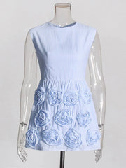 O Neck Sleeveless High Waist Dresses
