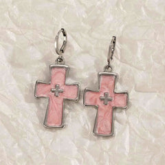 Pastel Goth Cross Earrings