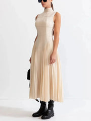 Patchwork Pleated Slim Dress