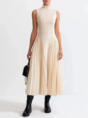Patchwork Pleated Slim Dress