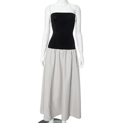 Patchwork Strapless Sleeveless Dress