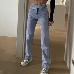 Straight Leg Denim With Double Button