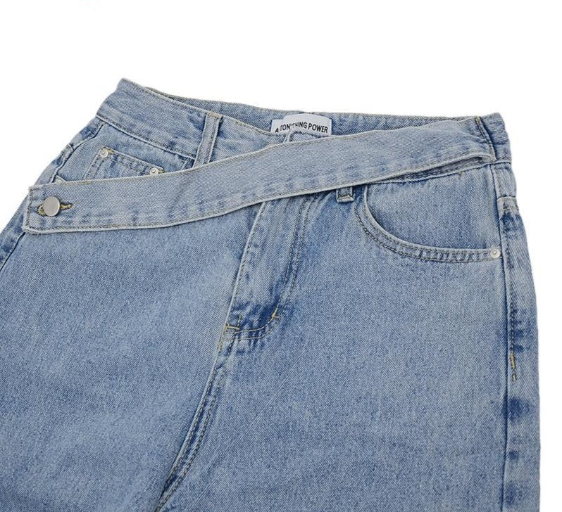 Straight Leg Denim With Double Button