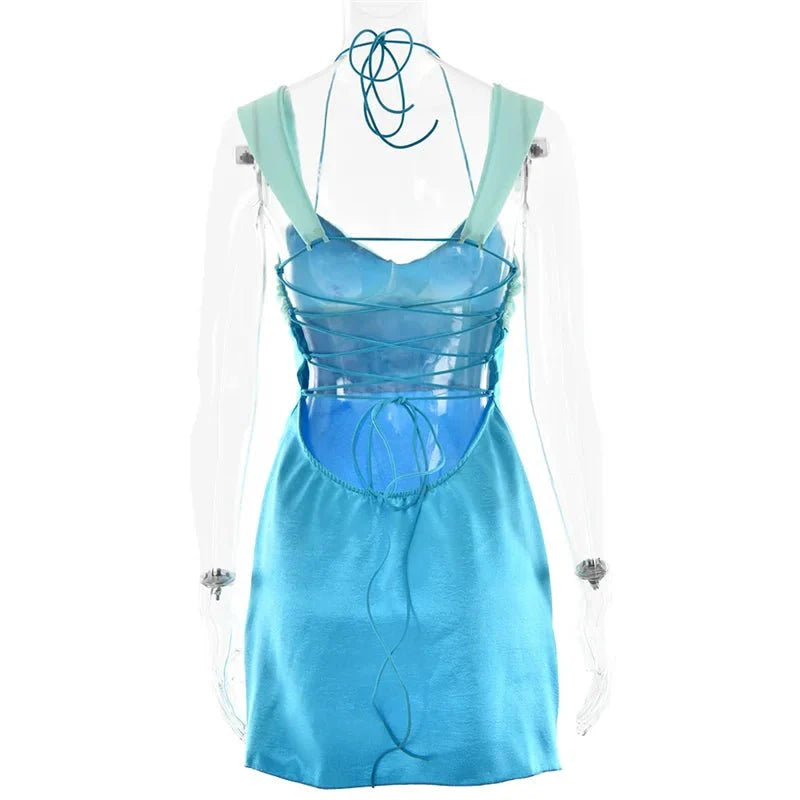 Satin Strapless Lace-Up Mini Dress
