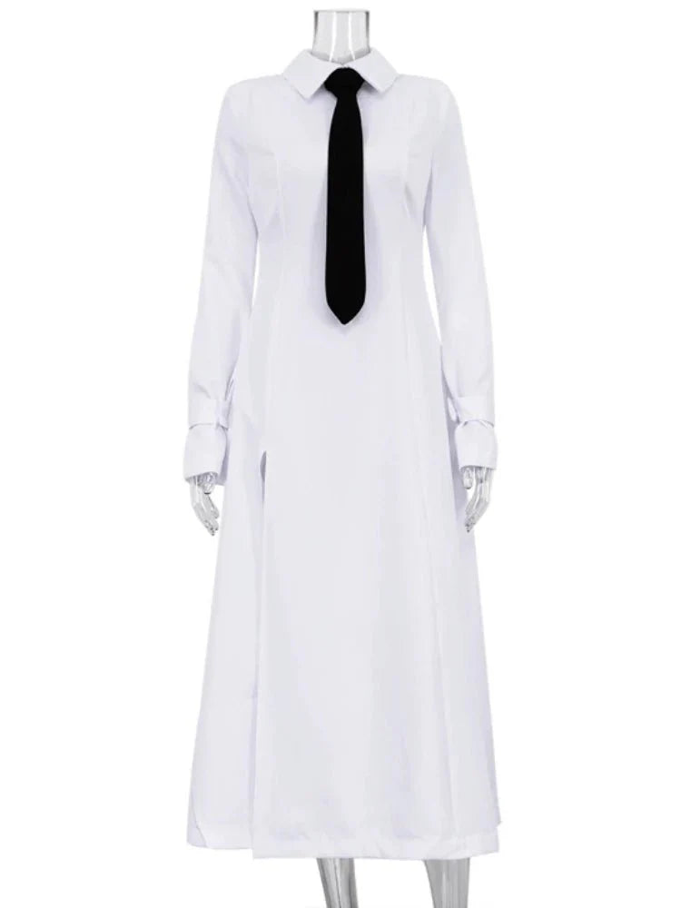 Side Slit White Elegant Long Dress