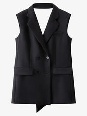 Sleeveless Double Button Bow Dress