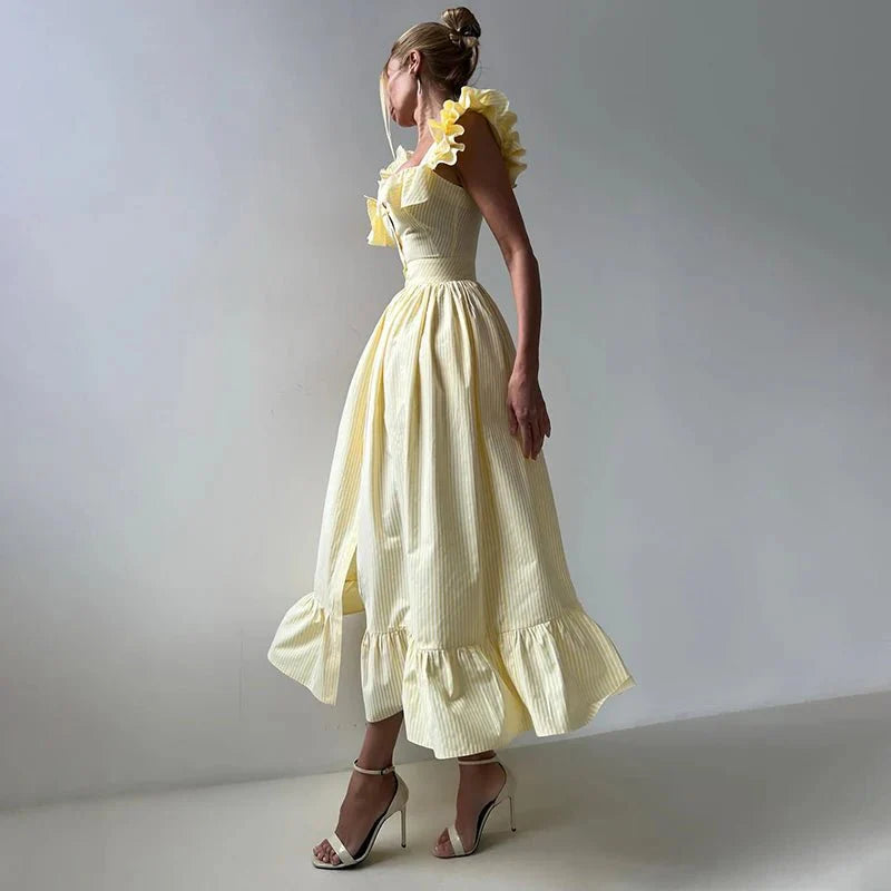 Striped A-Line Chic Fashion Dress