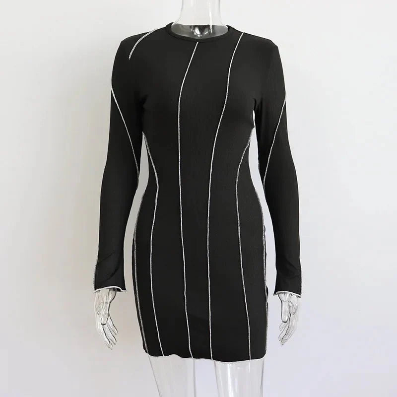 Striped Knitted Mini Bodycon Dress