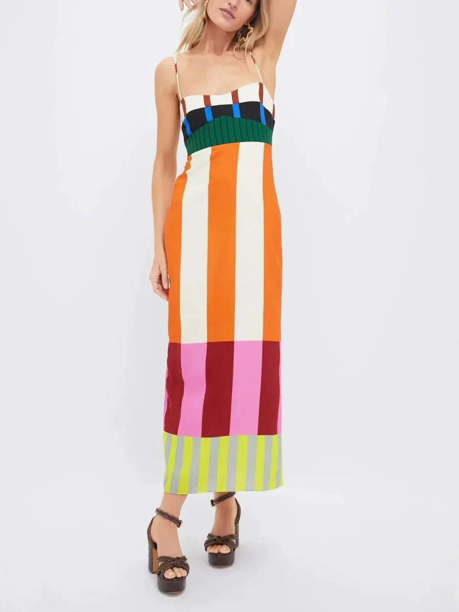 Summer Striped Slit Dress