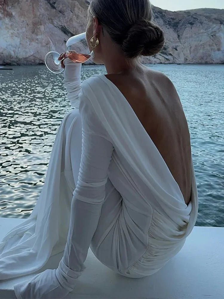 White Backless Sheath Dress