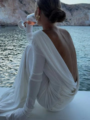 White Backless Sheath Dress