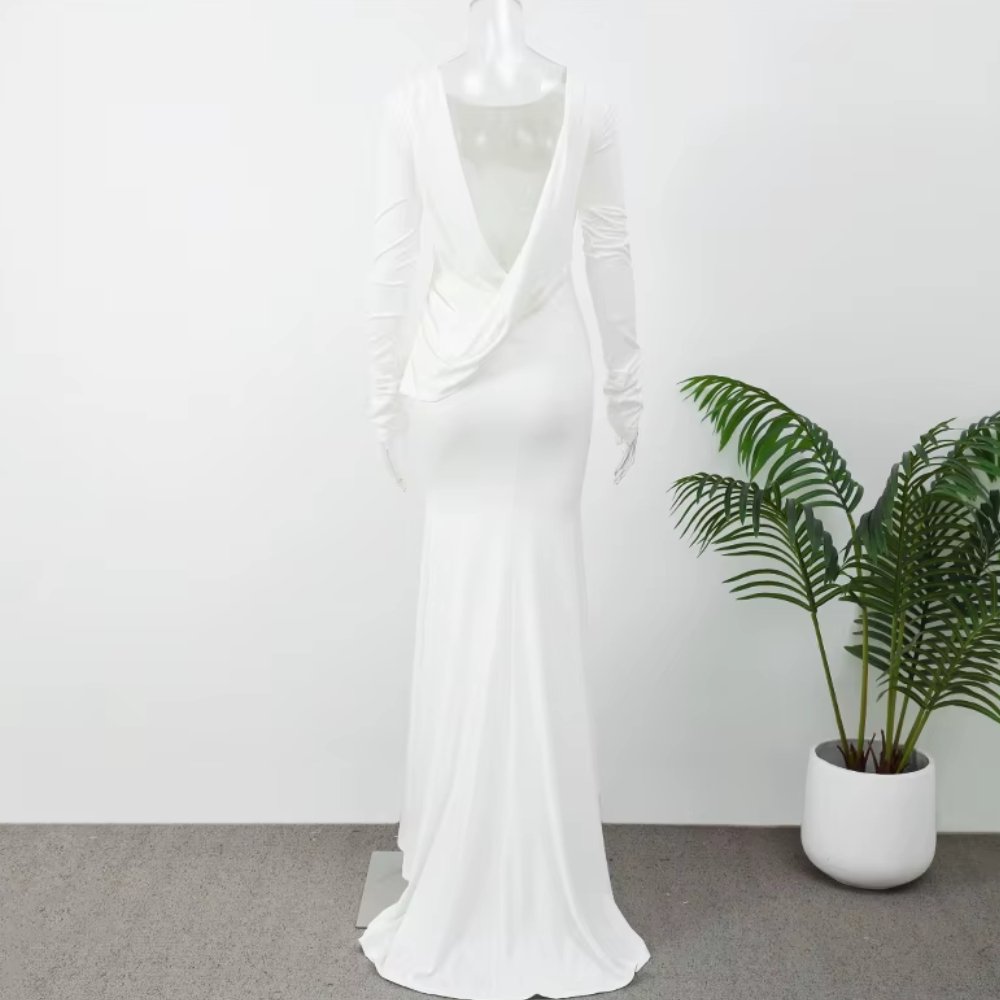 White Backless Sheath Dress