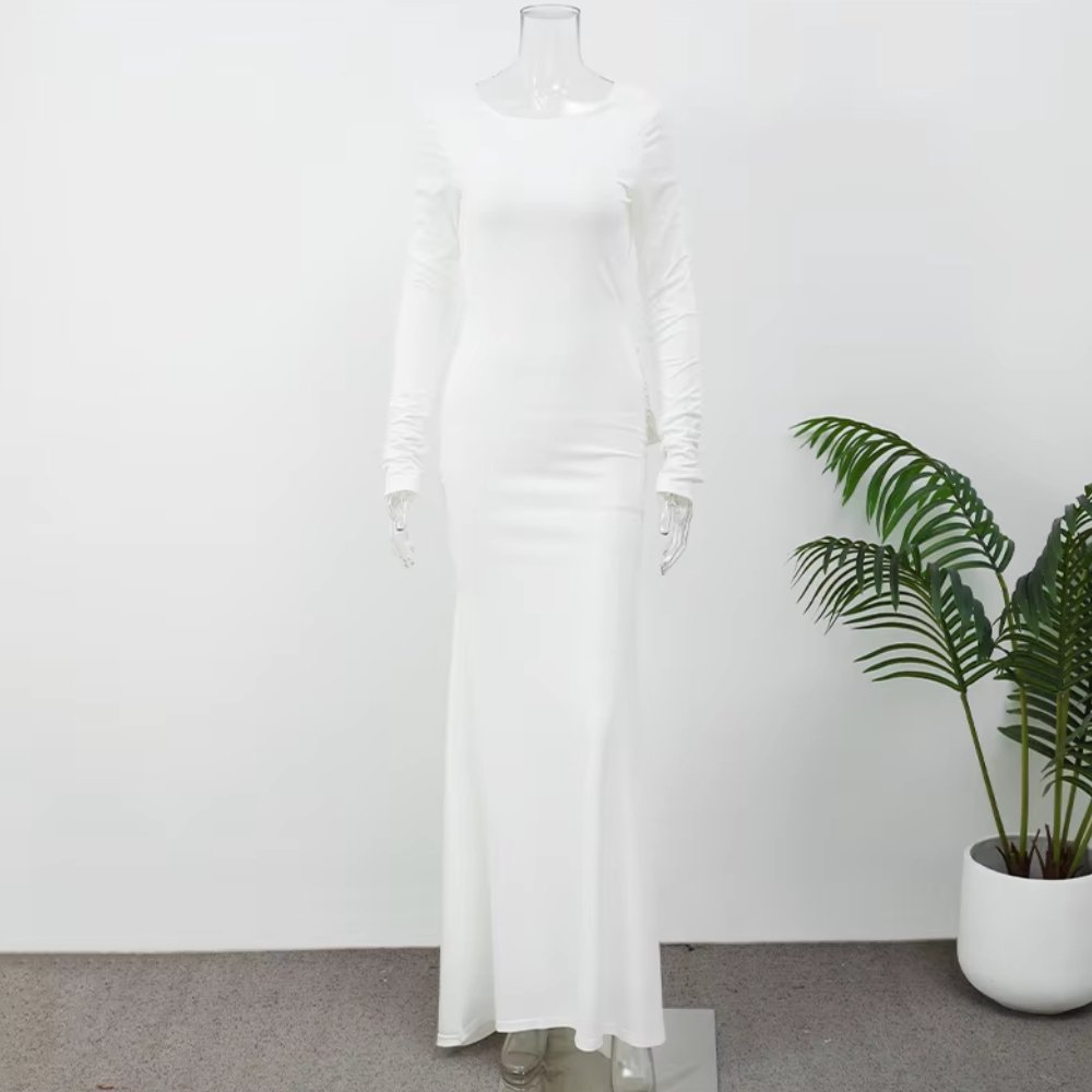 White Backless Sheath Dress