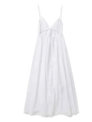 White Long Open Back Dress