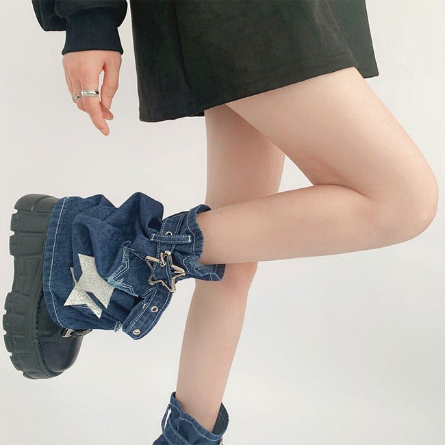 Y2K Star Denim Leg Warmers