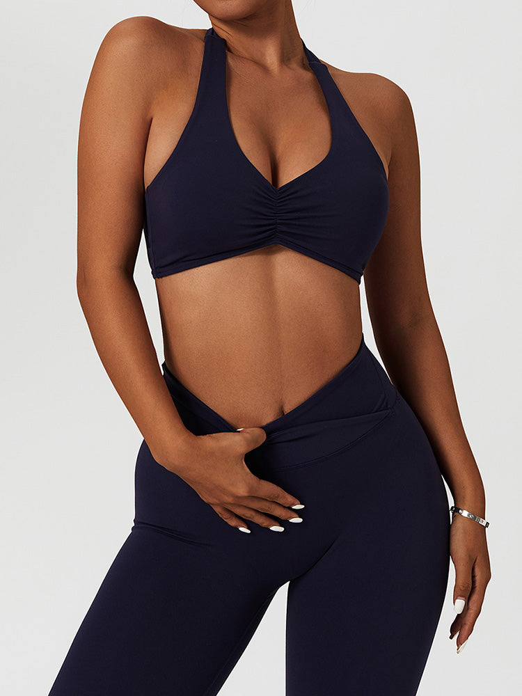 Air Cloud Halter Ruched Sports Bra