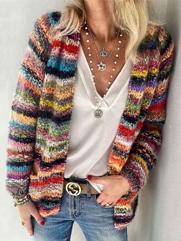 Women's Loose Colorful Knit Cardigan