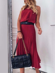 Vorioal Sexy V-Neck Pleated Dress