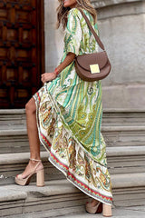 Mid-sleeve  Boho Print Dress