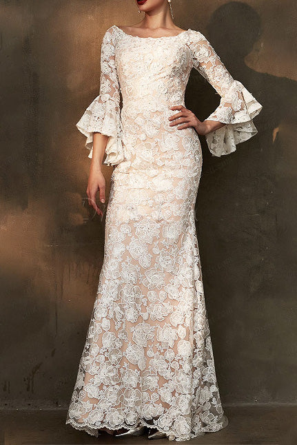 Round Neck Long Sleeve Maxi Dress