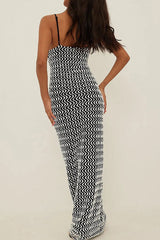 Ripple Contrast Backless Dress