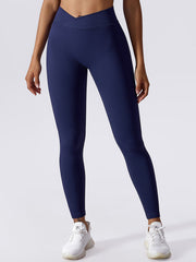 Seamless Rib Cross Waistband Yoga Leggings