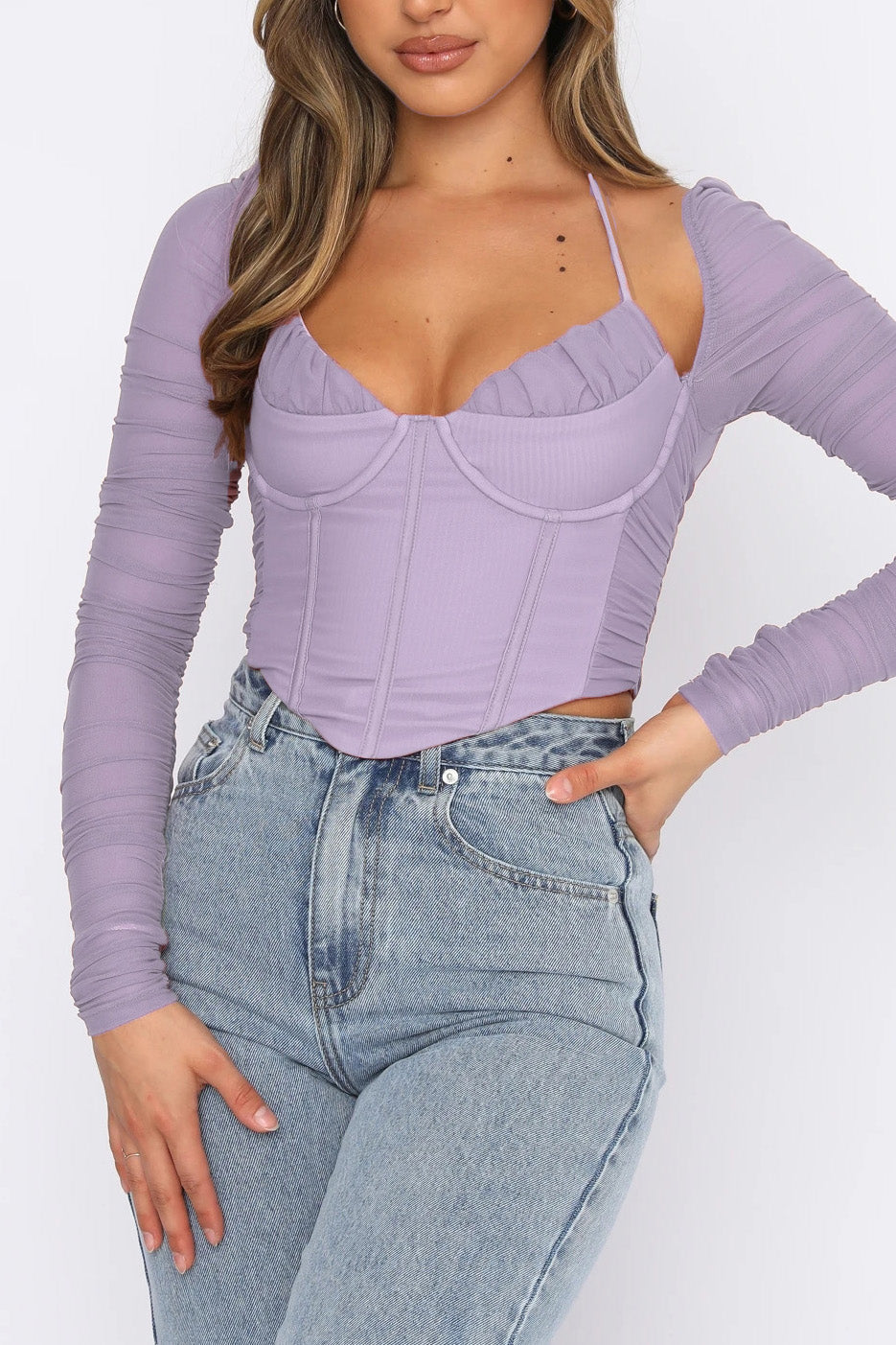 Mesh Sheer Long Sleeve T-Shirt