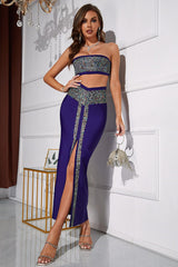 Mopaka Strapless Rhinestone Evening Dress Sets