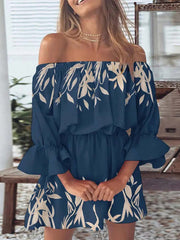 Vorioal Off Shoulder Printed Dress