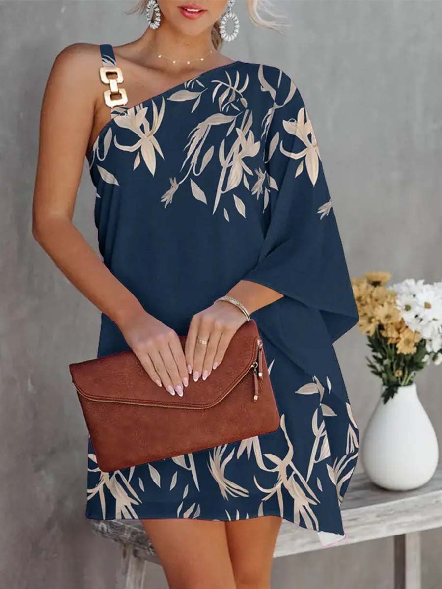 Vorioal Batwing Sleeve Strapless Dress