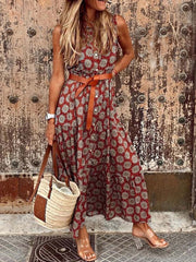 Vorioal Chiffon Polka Dot Dress