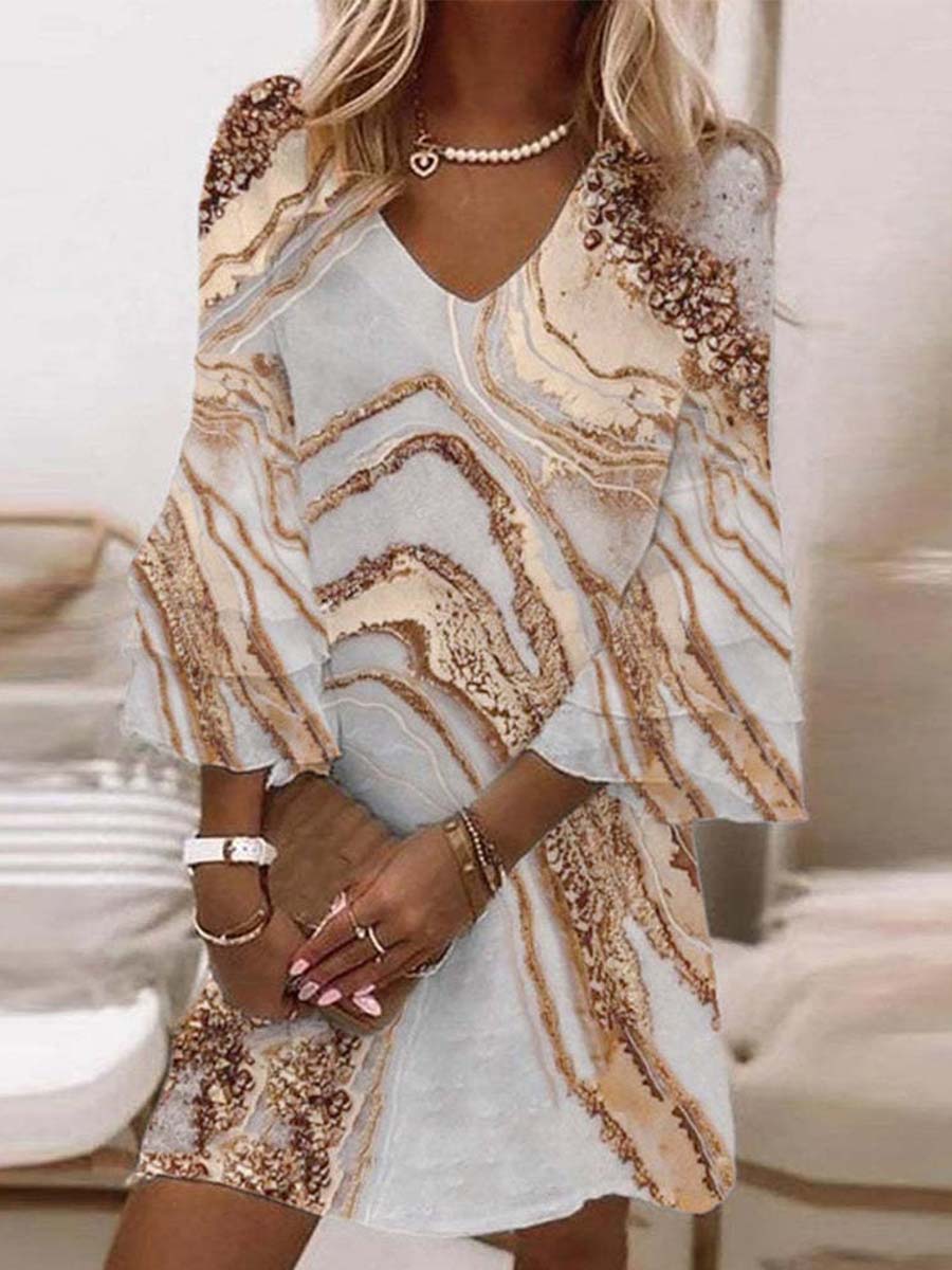 Vorioal V-neck Printed Dress