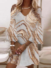 Vorioal V-neck Printed Dress