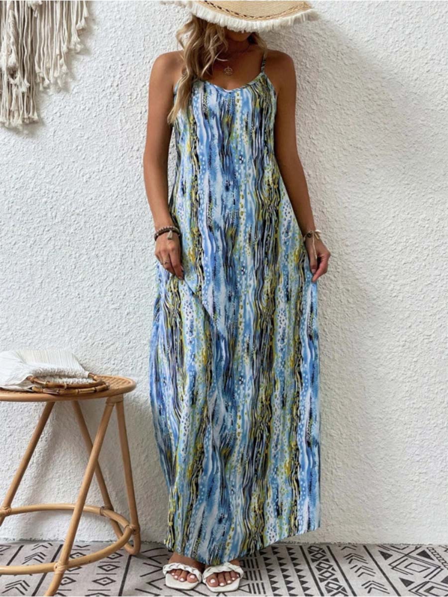 Vorioal Strap Print Dress