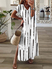 Vorioal Split V-neck Loose Dress
