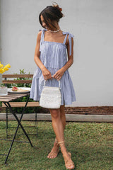 Off To The Country Striped Sleeveless Mini Dress