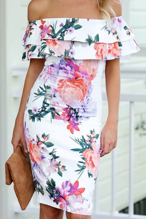 Off the Shoulder Print Dress