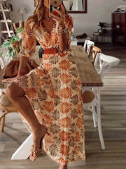 Vorioal V-Neck Printed Maxi Dress