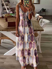 Vorioal Geometric Print Sling Dress