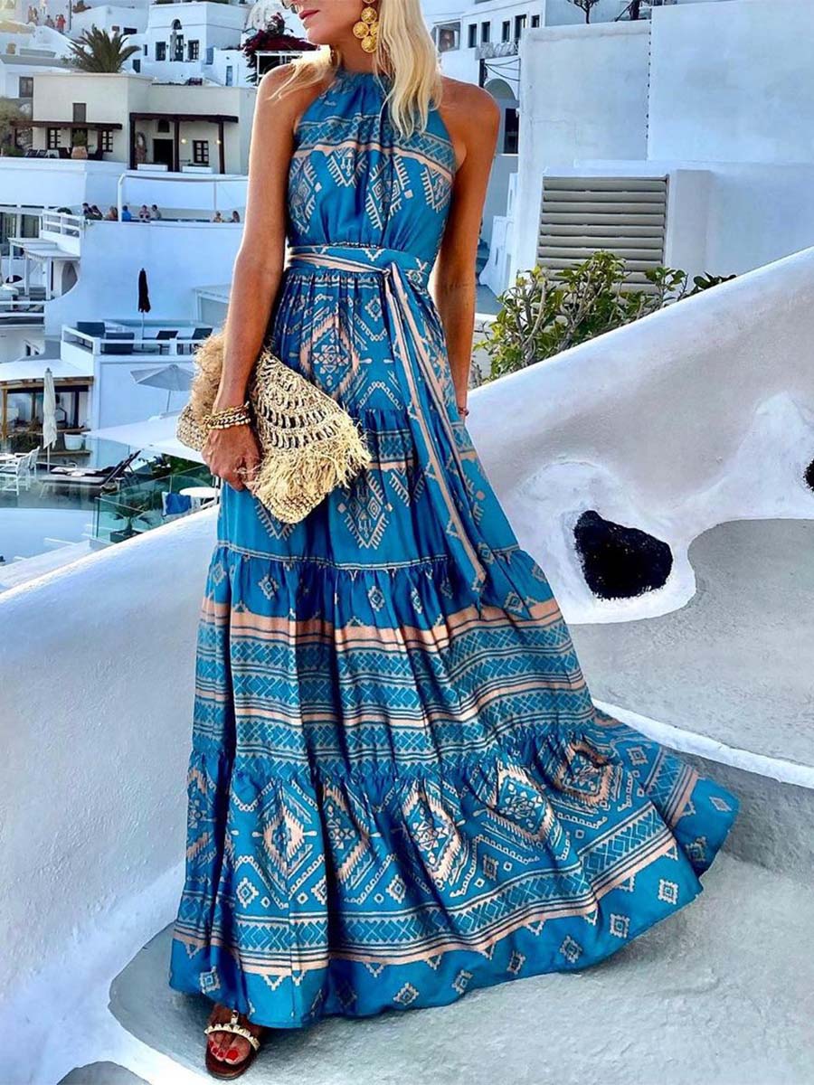 Vorioal Printed Mid-waist Dress