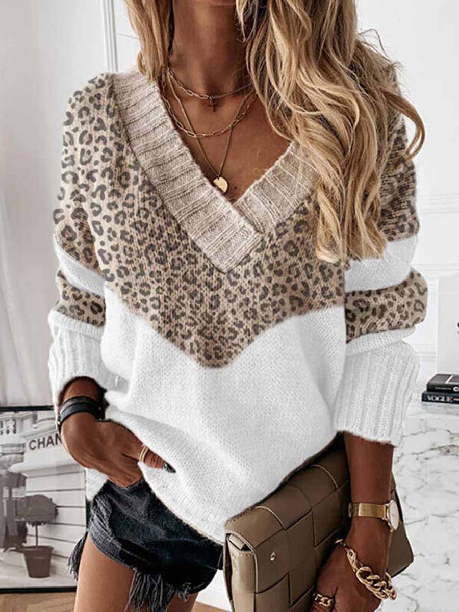 Vorioal V-Neck Knitted Sweater