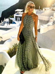 Vorioal Polka Dot Pleated Dress