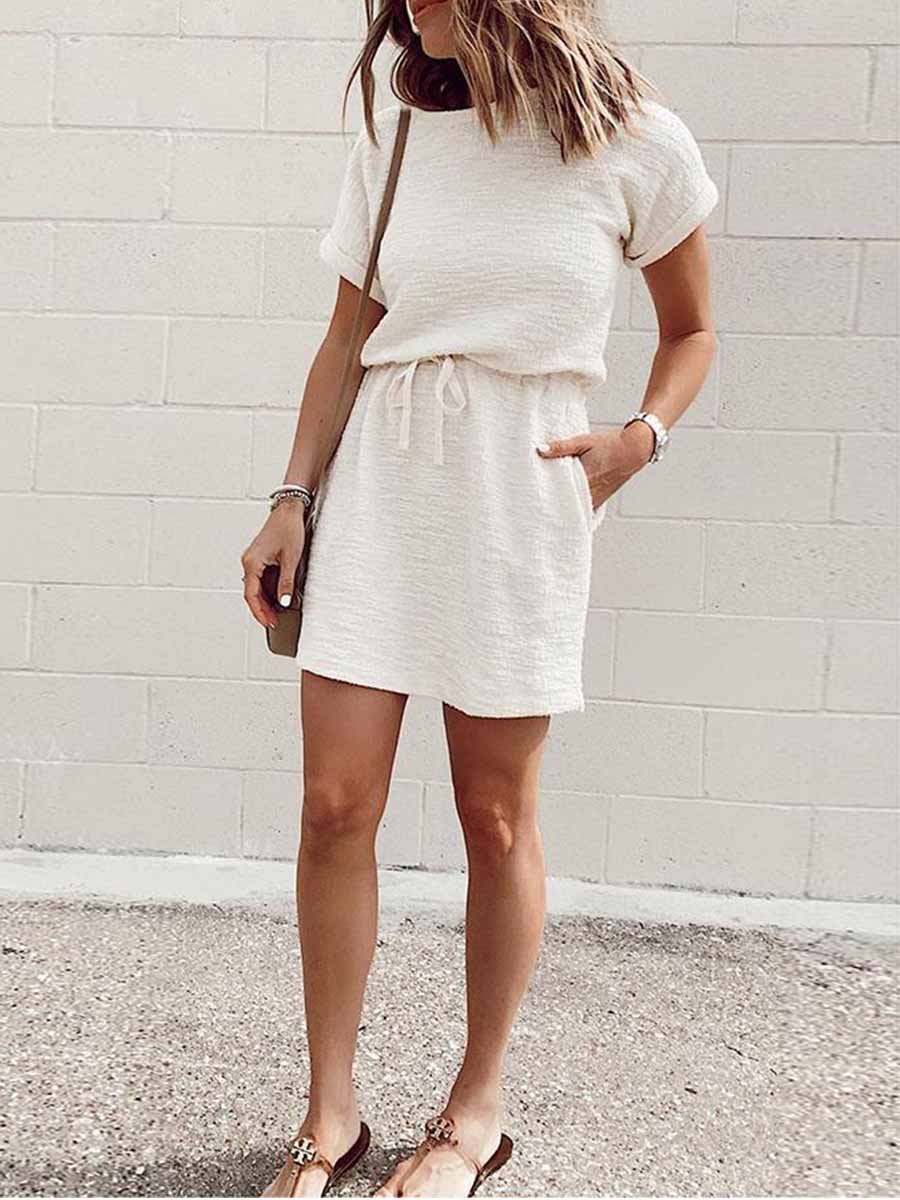 Vorioal Drawstring Daily Dress