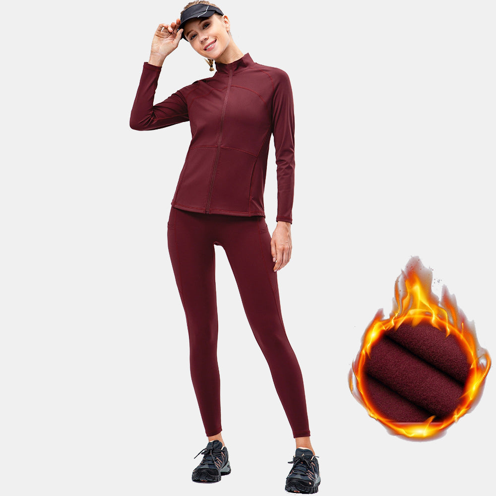 Zip Pocket Fleece Jacket & Leggings Set