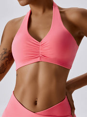 Air Cloud Halter Ruched Sports Bra