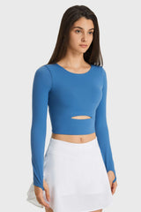 Cutout Long Sleeve Cropped Sports Top